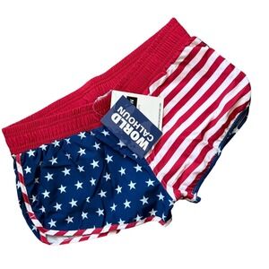 Trashy Indie Sleaze Calhoun World American Flag Shorts Medium Stars and Stripes
